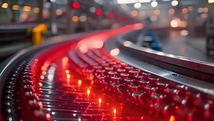 Vibrant red train track signal warns of hazards, ensuring safety along tracks, standing out against metal and wood.