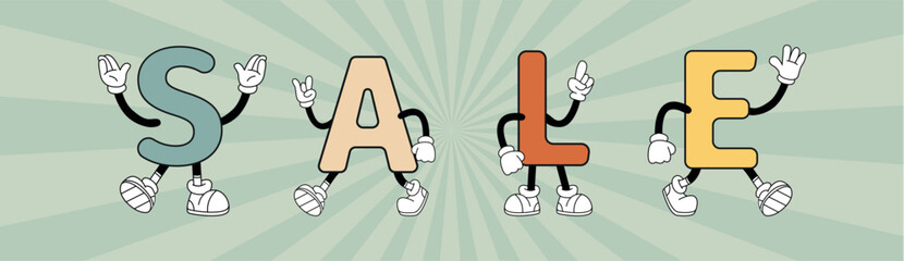 discounts. word. title. the letters. the grooves. retro lettering. words. vector. on a colored background. retro palette. pattern. postcard. print.