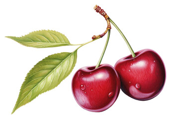 PNG Cherry fruit plant food, digital paint illustration