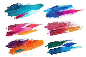 colorful oil brush stroke set on white background --ar 3:2 Job ID: b5490c0f-c0fa-4982-ab6f-11b6f6872e6f