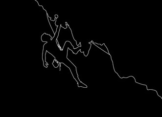 rock climbing man silhouette line illustration
