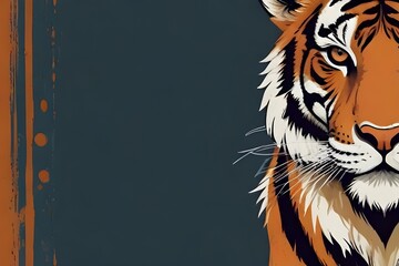  tiger Illustration With Monocolor Background, AI generated image - obrazy, fototapety, plakaty