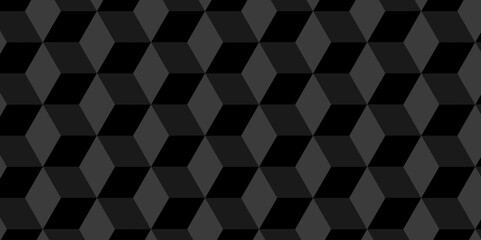 Obraz premium Abstract cubes geometric tile and mosaic wall or grid hexagon technology wallpaper. black and gray geometric block cube structure backdrop grid triangle texture vintage design.