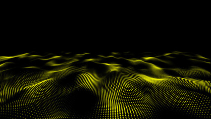 Abstract digital wave of halftone dot particles background. Futuristic twisted grunge pattern, dot, circles.