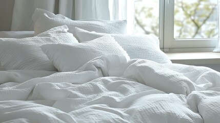 Elegant White Bedding and Comfortable Pillows for a Relaxing Feel