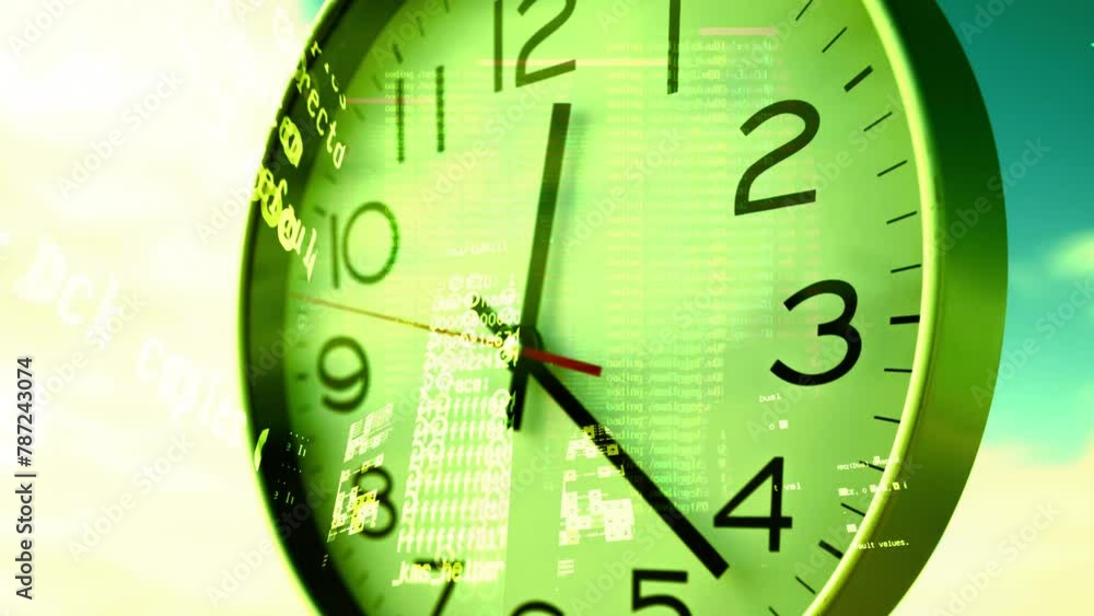 Aufkleber clock with time passing during 1 hour with sky and sea in background