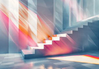 Pink and Blue Futuristic Staircase