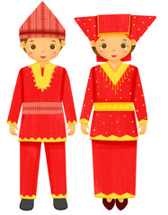 Couple Wearing West Sumatera Indonesia Traditional Clothes