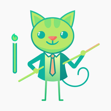Illustrating the Educator Cat  Vector Art Depicting a Furry Teacher's Charm and Knowledge