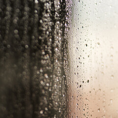 Glass, water or raindrops with steam on surface, texture and wallpaper or screensaver with...