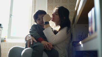 Tender Moment in the Kitchen/ Son Kissing his mother on the Cheek, Reflecting the Loving...