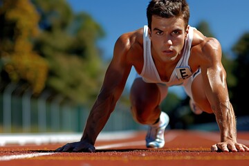 Athlete ready to sprint on track