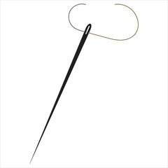 Needle icon. Sewing needle with thread. isolated on white background. Tailor sign template, sewing instrument design, fashion icon