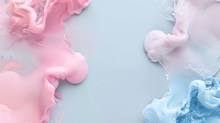 Fluid Pink and Blue Paint on White Surface