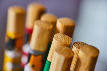 Textured Wooden Chopsticks Close-Up with Selective Focus