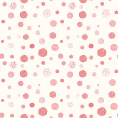 Seamless pattern in pink glitter dots. Simple Vector illustration