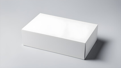 white flat horizontal rectangle blank box from top side far angle
