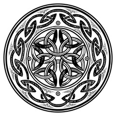 Celtic ornament engraving PNG illustration. Scratch board style imitation. Black and white hand drawn image.