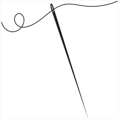 Needle and thread silhouette icon set vector illustration. Tailor logo with needle symbol and curvy thread collection. Tailor logo template, fashion icon element . isolated on white background. AI/EPS