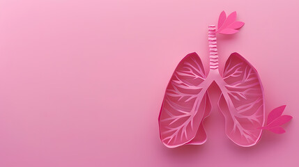 World tuberculosis day Lungs paper cutting symbol on pink background copy space concept of world TB day banner background respiratory diseases lung cancer awareness Paper Art 24 March : Generative AI