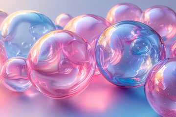 Abstract Iridescent Glass Spheres in Vibrant Colors