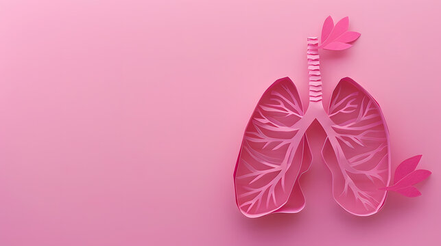 World tuberculosis day Lungs paper cutting symbol on pink background copy space concept of world TB day banner background respiratory diseases lung cancer awareness Paper Art 24 March : Generative AI