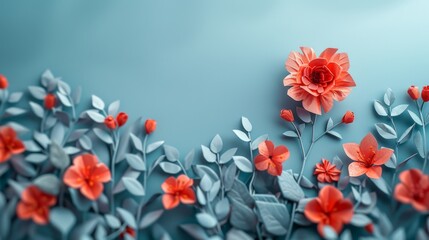 Crimson and Slate Botanical Art - Vibrant Mother’s Day Floral - Elegance in Nature - Artistic Floral Presentation - Generative AI