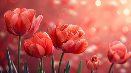 Vibrant Red Tulips in Bloom - Festive Floral Display - Mother's Love Embrace - Generative AI