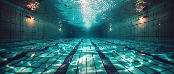 Underwater Perspective - Swimming Pool Serenity - Turquoise Tranquility - Generative AI