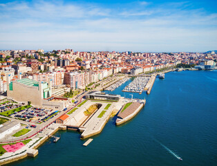 Santander city aerial view, Spain - obrazy, fototapety, plakaty