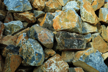 Huge heap with boulders. Type of marble stone as a building foundation material