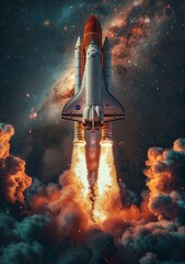 Space Shuttle Atlantis launching into space