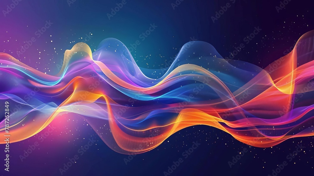 Poster abstract colorful flowing waves digital art background created with ai technology