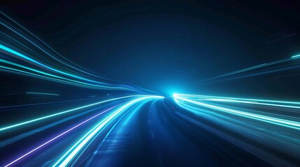 Fototapeta na wymiar abstract blue neon speed lines on dark background futuristic technology concept