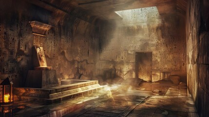 ancient egyptian pharaohs tomb inside a mysterious pyramid historical archaeology concept digital painting