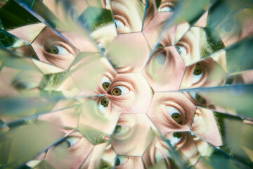Kaleidoscopic Human Eye Pattern Abstract Psychotic Vision Reflections - obrazy, fototapety, plakaty