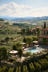 Fototapeta na wymiar Italian Villa with Vineyard and Swimming Pool