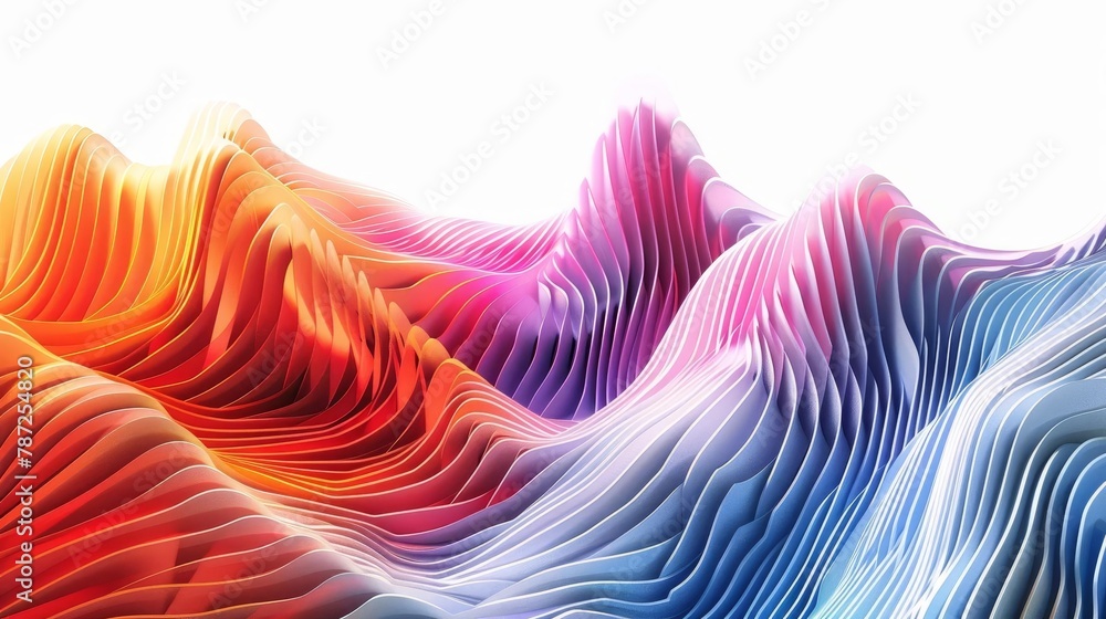 Aufkleber dynamic abstract 3d rendering of colorful wave shapes on white background digital art