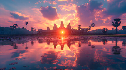 Naklejka premium Angkor Wat Temple at sunrise, Siem Reap, Cambodia