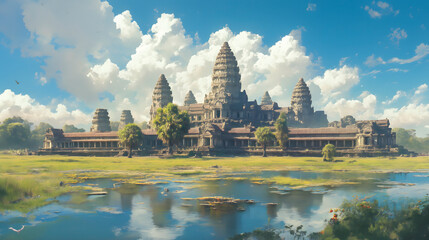 Naklejka premium Panorama of Angkor Wat, Siem Reap, Cambodia
