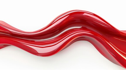 glossy red curved wave shape on white background abstract 3d rendering - obrazy, fototapety, plakaty