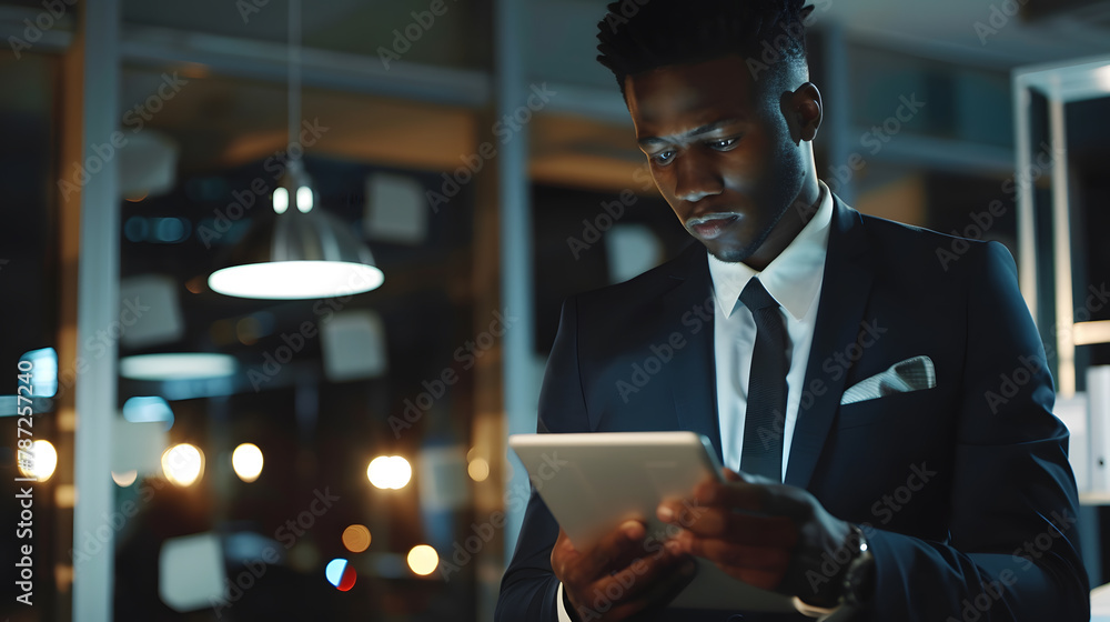 Leinwandbilder he knows how to handle business the smart way shot of a young businessman using a digital tablet in 