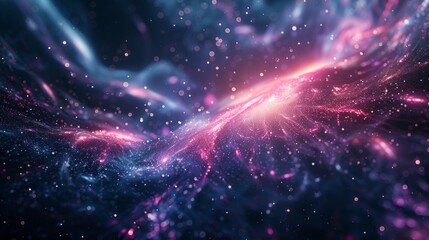 Interstellar space with glowing pink and blue dust