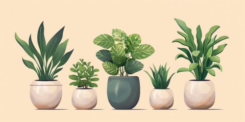 A variety of indoor plants in pots