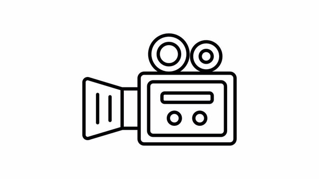 line cinema camera icon on white background