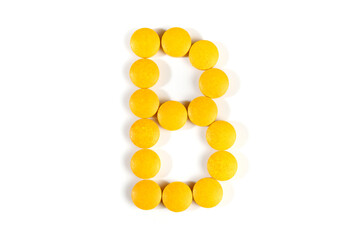 Vitamin B Pills isolated on white background