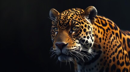 Fototapeta premium Sleek Jaguar Silhouetted in Darkness