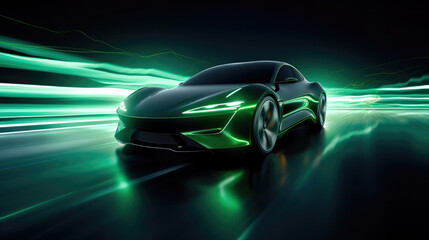 Naklejka premium Futuristic EV Concept: Captivating Motion Illumination