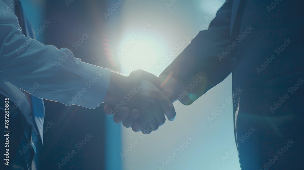 Poster im looking forward to working with you high angle shot of two businessmen shaking hands in the offic
