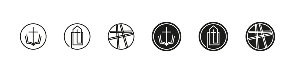 Church vector logo set. Christian religious logotype collection.